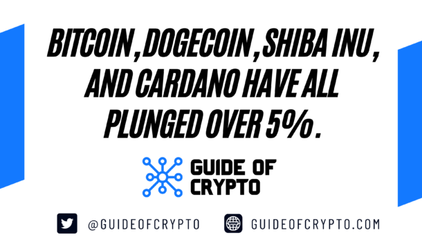 Bitcoin, Dogecoin, Shiba Inu, And Cardano Have All Plunged Over 5%.